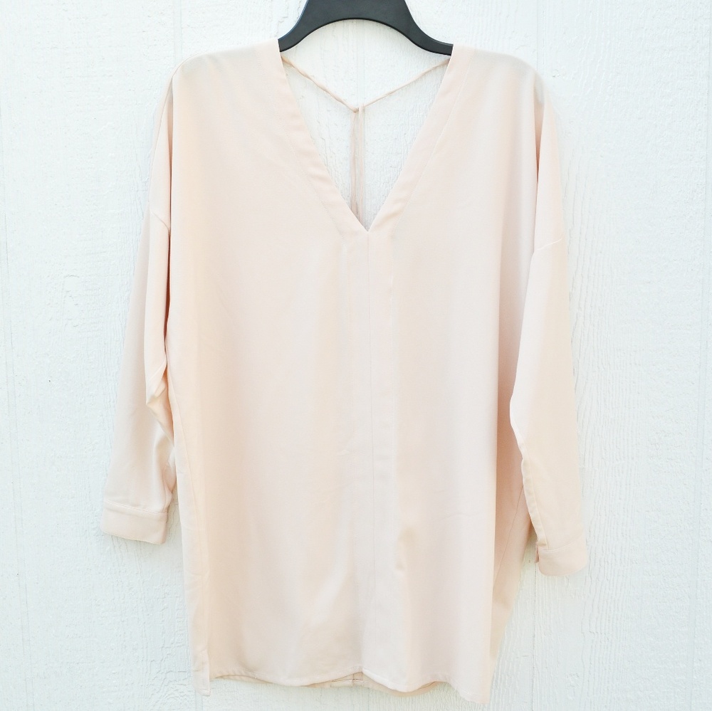 Zara Blush Cream V-Neck Dolman Sleeve Blouse